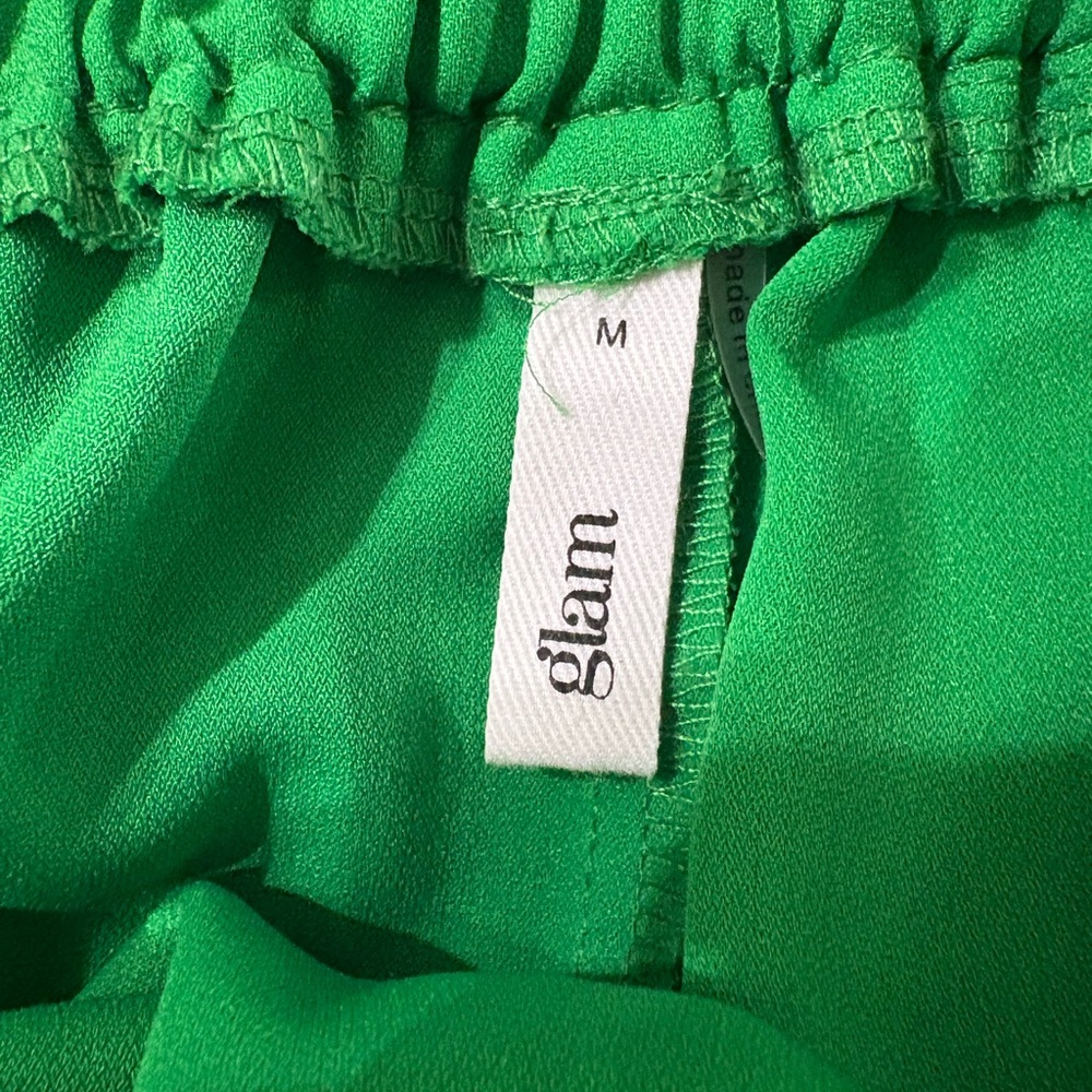 glam Green and Navy Colorblock Strapless Maxi Dress with Tie Waist Size Medium - Picture 3 of 4